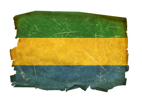 Gabon Flag old, isolated on white background.