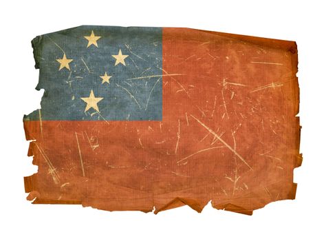 Samoa Flag old, isolated on white background.