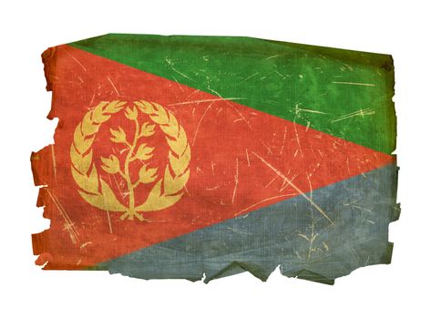 Eritrea Flag old, isolated on white background.