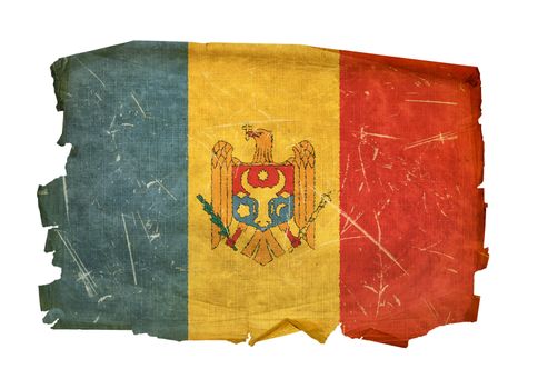 Moldova Flag old, isolated on white background.