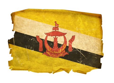 Brunei Flag old, isolated on white background.