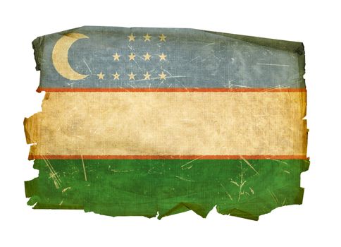Uzbekistan Flag old, isolated on white background.