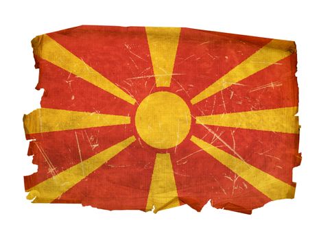 Macedonia Flag old, isolated on white background.