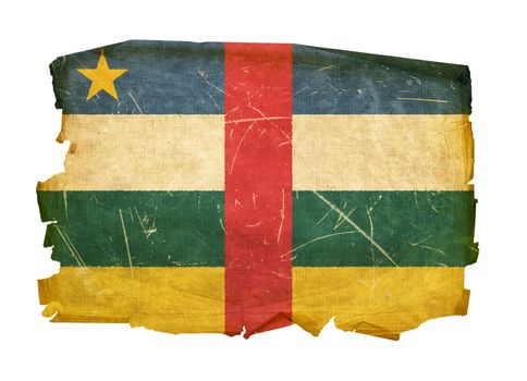 Central African Republic Flag old, isolated on white background.