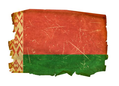 Belarus Flag old, isolated on white background.