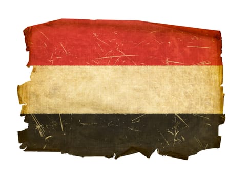 Yemeni flag old, isolated on white background