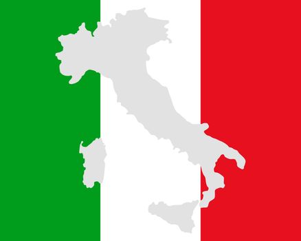 Map and flag of Italy