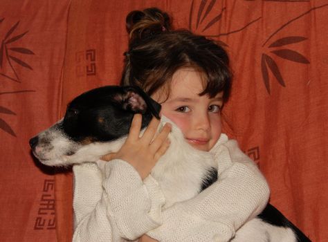 little girl and her dog jack russel terrier