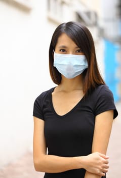 Asian woman wearing face mask