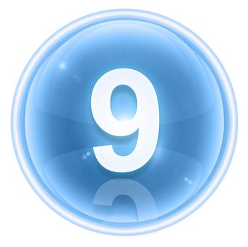 Number nine icon ice, isolated on white background