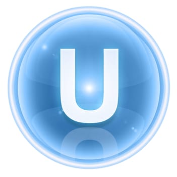 Ice font icon. Letter U, isolated on white background