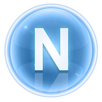 Ice font icon. Letter N, isolated on white background