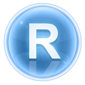 Ice font icon. Letter R, isolated on white background