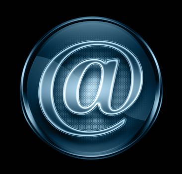 email icon dark blue, isolated on black background.