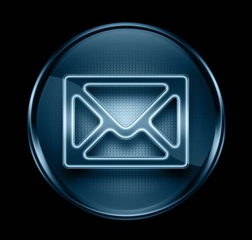 postal envelope icon dark blue, isolated on black background