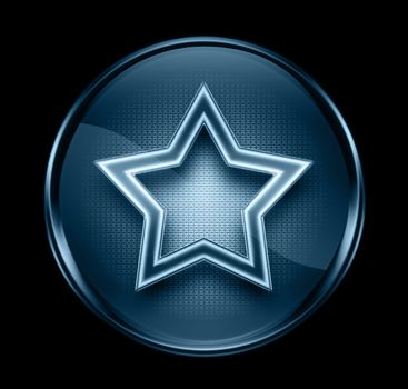 Star icon dark blue, isolated on black background