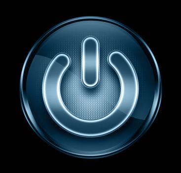 power button icon dark blue, isolated on black