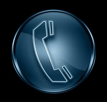 Phone icon dark blue, isolated on black background