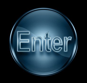 Enter icon dark blue, isolated on black background