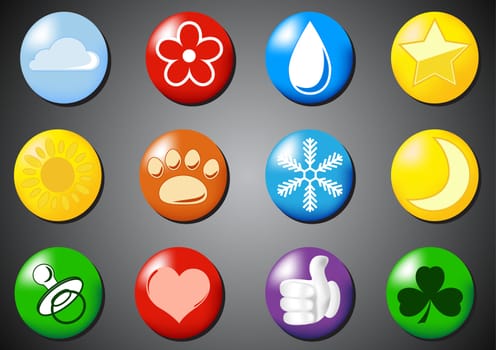 set of colored icons vector illustration of various subjects