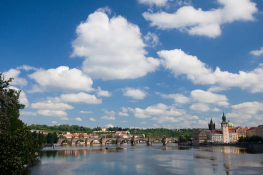 view to Charles bridge in Prague