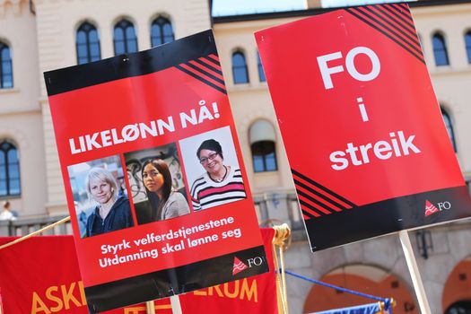 Public sector workers are on strike and protest in Oslo 30.05.2012.