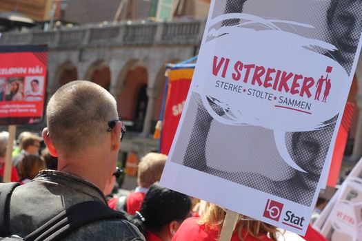 Public sector workers are on strike and protest in Oslo 30.05.2012.