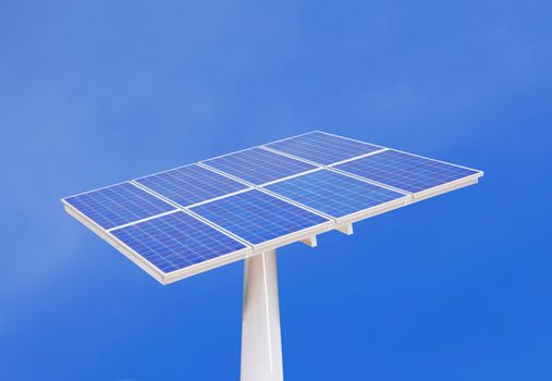 solar cells with blue sky