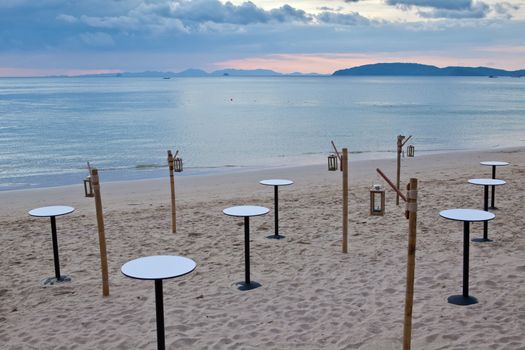 dinner on sunset at beach in Thailand