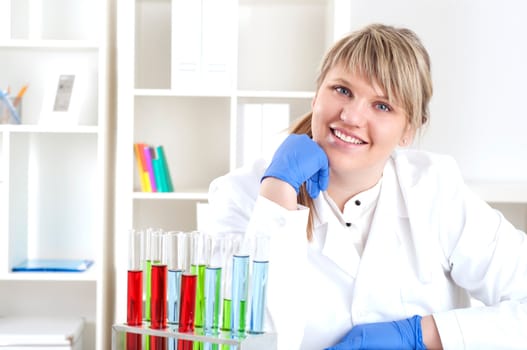 female doctor working in the lab, doing research