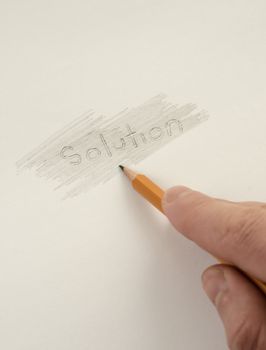 Businessman searching hidden solutions on paper