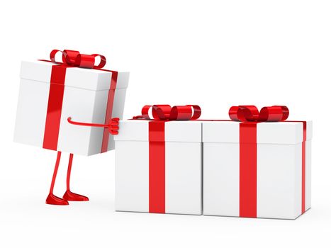 christmas red white figure push gift boxes