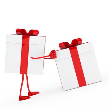 christmas red white figure push gift box