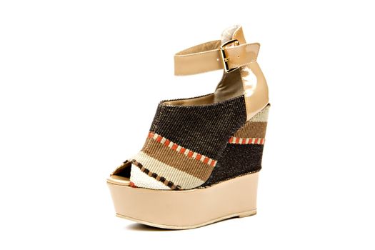 colored cork platform heel sandal