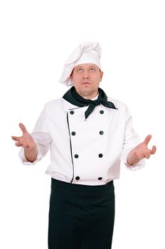  chef looking up isolated on the white background