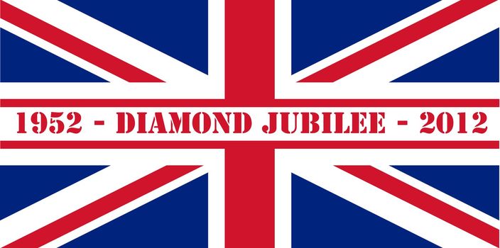 Diamond Jubilee Union Jack flag to celebrate Queen Elizabeth II with 60 years on the throne.