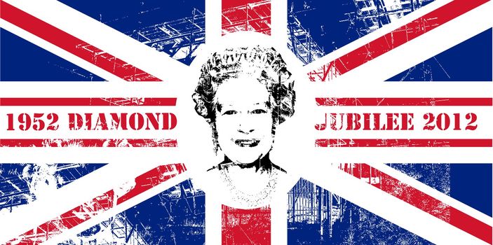Diamond Jubilee Union Jack flag to celebrate Queen Elizabeth II with 60 years on the throne.