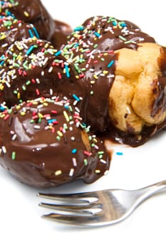 profiterole, classic italian dessert with chocolate 