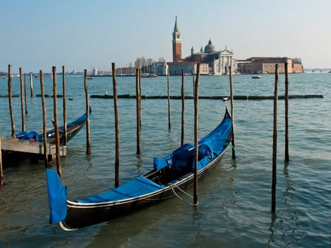 gondola boat on the sea in the Venice