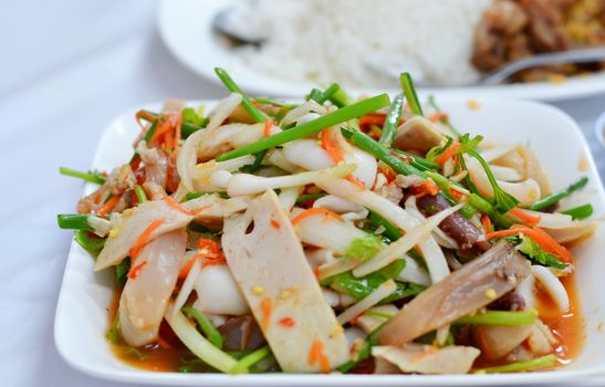 Mix seafood and sausage spicy salad  , Thai style cuisine