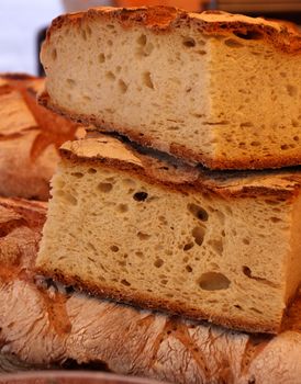 Bread made from white flour on the market