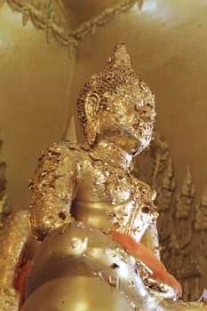 Buddha statue at Wat Paknam Joelo in Chachoengsao province at thailand.