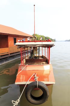 The boat in the landscape of river.