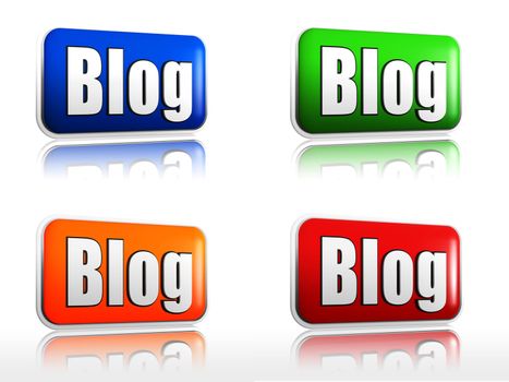blog � white text in 3d coloured banners