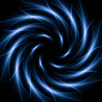 abstract white blue lights arranged in spiral