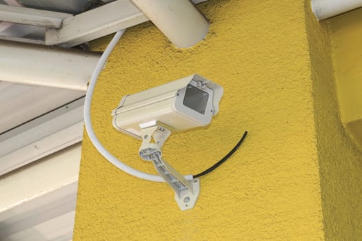 New Housing of CCTV security camera on the wall.