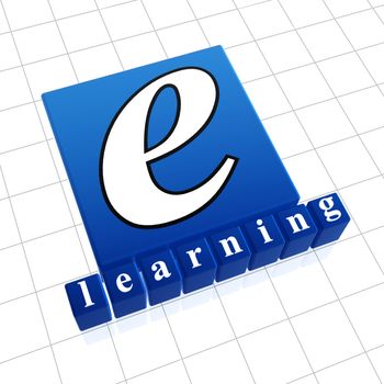 e-learning concept image of text and 3d boxes