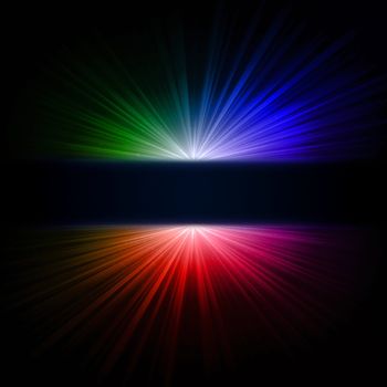 abstract multicolor ray lights over dark background