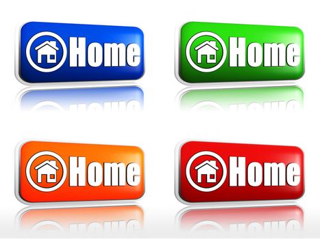 Home  Four color buttons red, blue, orange, green