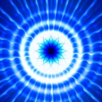 Abstract blue ray light background with flower